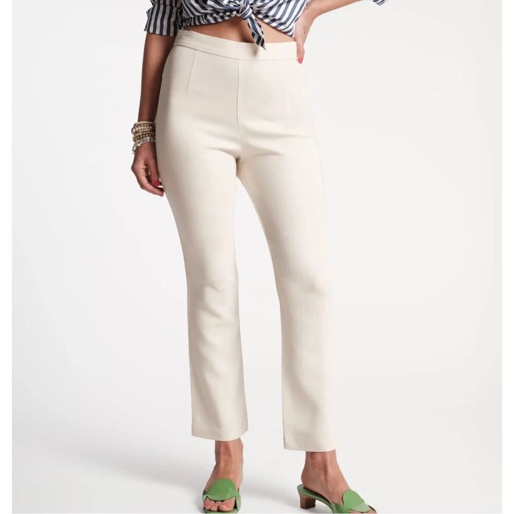 NWT Frances Valentine White Quincy Stretch Pull On Cropped Trouser Pants Size XS